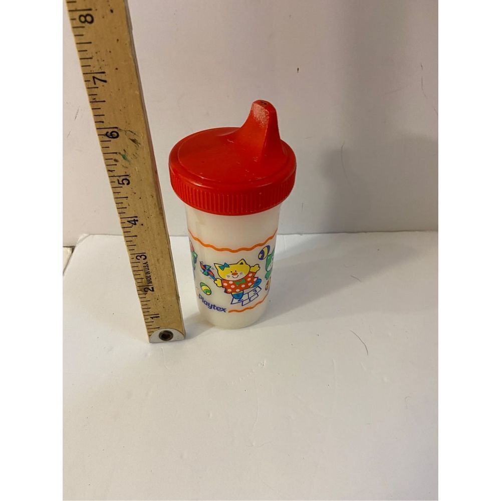 Playtex sippy cup red cats vintage 1997? Teeth‎ marks on lid